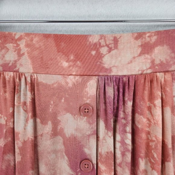 Torrid Skirt Womens 1 Pink Orange 1X Tie Dye Stretch Midi A Line Flowy Casual - Picture 3 of 13